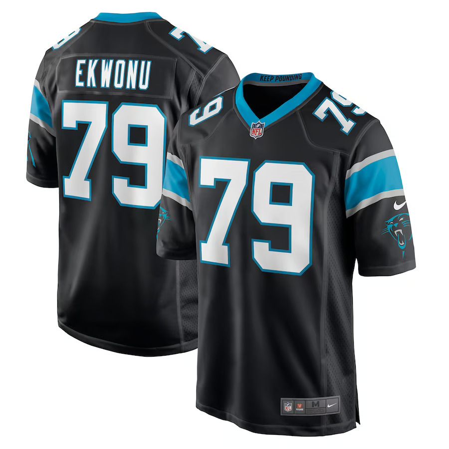 Men Carolina Panthers 79 Ikem Ekwonu Nike Black Player Game NFL Jersey